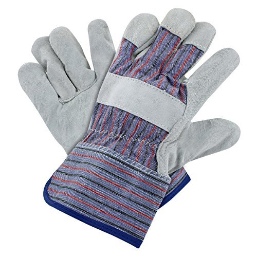 Rugged Blue 3260SQ-M Rugged Blue Leather Palm Work Gloves - Medium, Blue/Gray