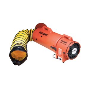 Allegro Industries-9533-25 32" X 13 12" X 14 12" 831 cfm 13 hp 115 VAC 3 A Motor Polyethylene Com-Pax-Ial Blower with Canister and 8" X 25' Duct,Orange