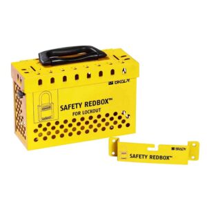 Brady 145580 Powder-Coated Steel Safety REDBOX Group Lockout Box, 6.7" H x 9.5" W, Yellow