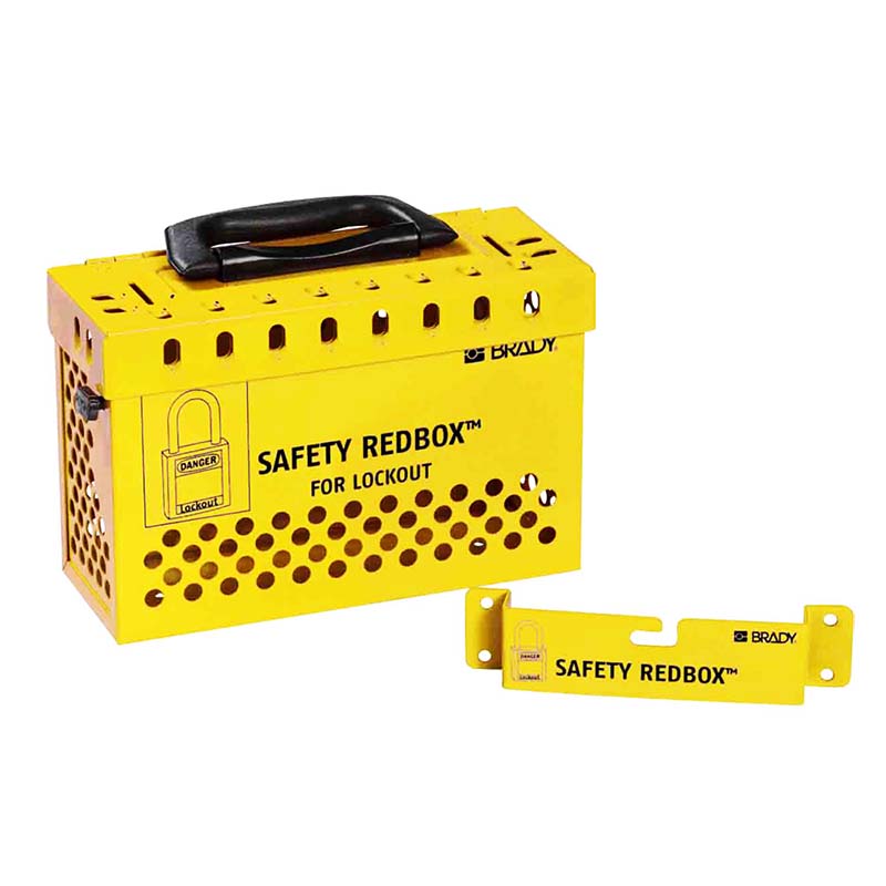 Brady 145580 Powder-Coated Steel Safety REDBOX Group Lockout Box, 6.7" H x 9.5" W, Yellow