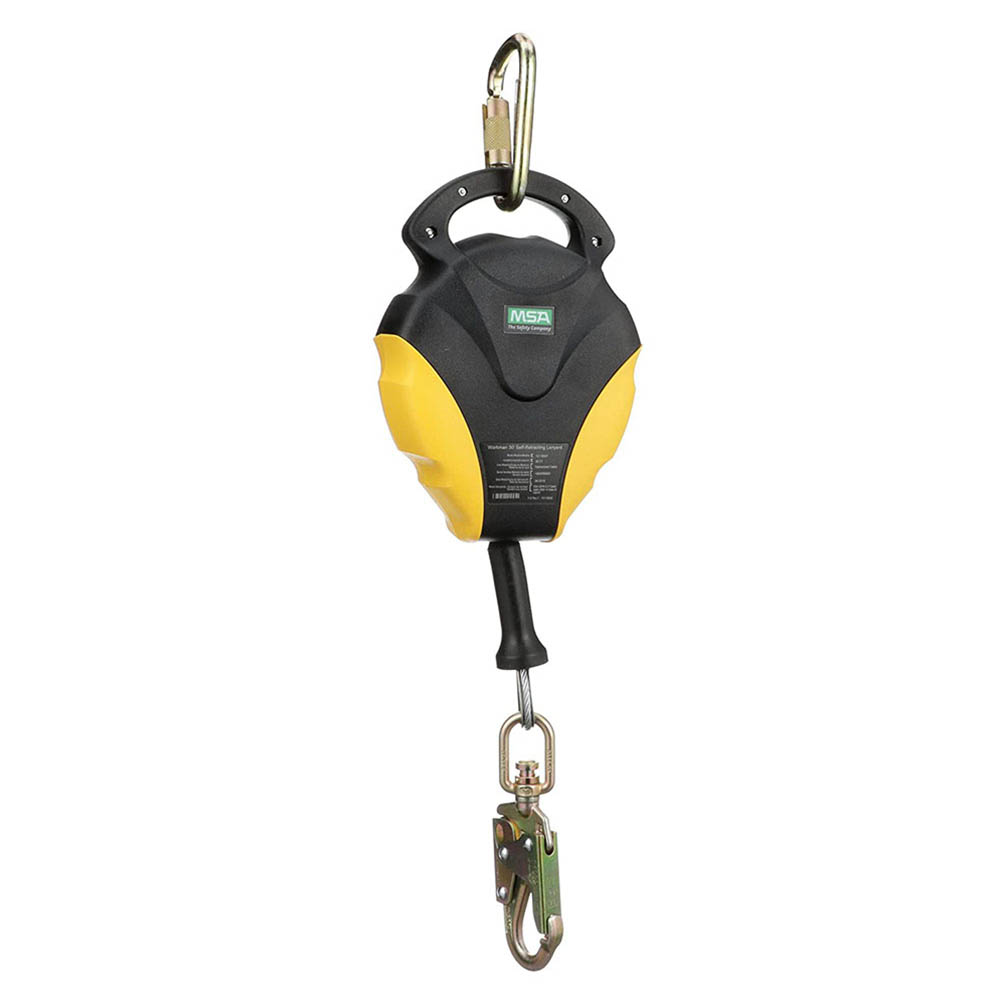 MSA Self-Retracting Lifeline, Blk/Ylw, 30 feet