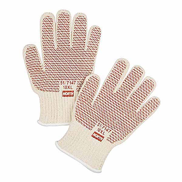 North by Honeywell 068-51/7147 Cotton Grip N Hot Mill Glove, 7 Gauge, Knitted, 12 Pairs (Pack of 12)