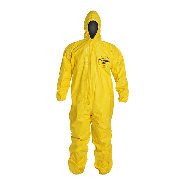 Tychem QC Chemical Protection Coveralls With Hood By Dupont, Sizes Medium To 4XL