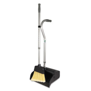 Unger EDTBG Telescopic Ergo Dust Pan with Broom, 12" Wide, 45" High, Metal, Gray/Silver